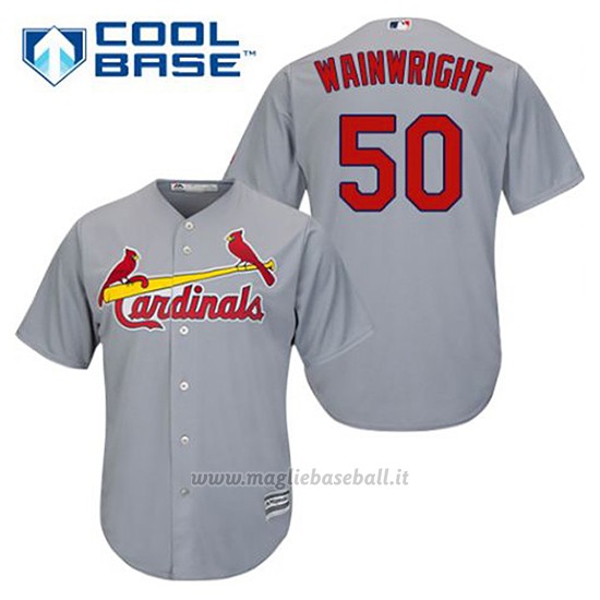 Maglia Baseball Uomo St. Louis Cardinals Adam Wainwright 50 Grigio Cool Base